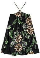 Vestido frente única curto estampado com amarração