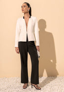 Blazer de mangas longas sem gola em Alfaiataria