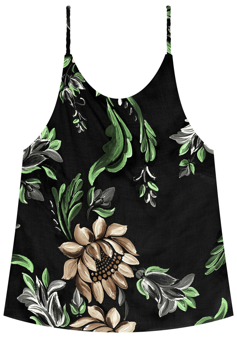 Blusa estampada com alças trançadas e decote nas costas