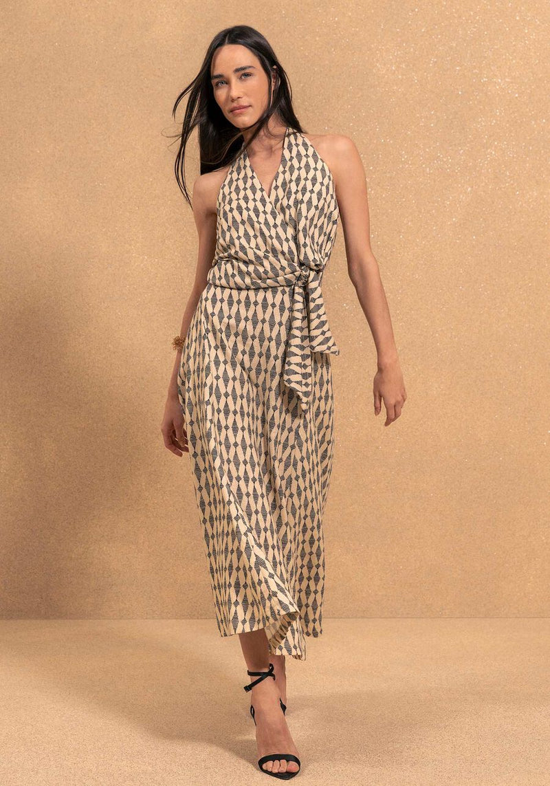 Blusa Frente Única estampada com amarração lateral
