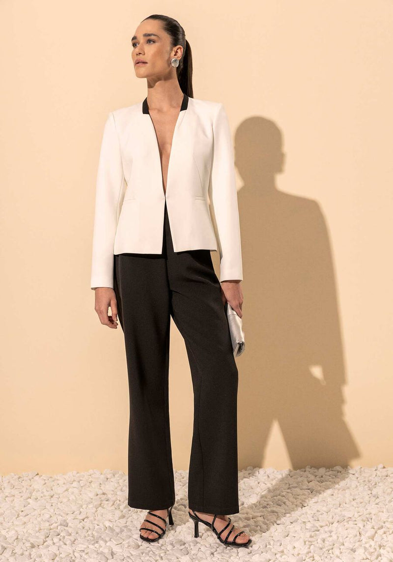 Blazer de mangas longas sem gola em Alfaiataria